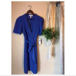 Donna Morgan Wrap Dress with Flutter Sleeves